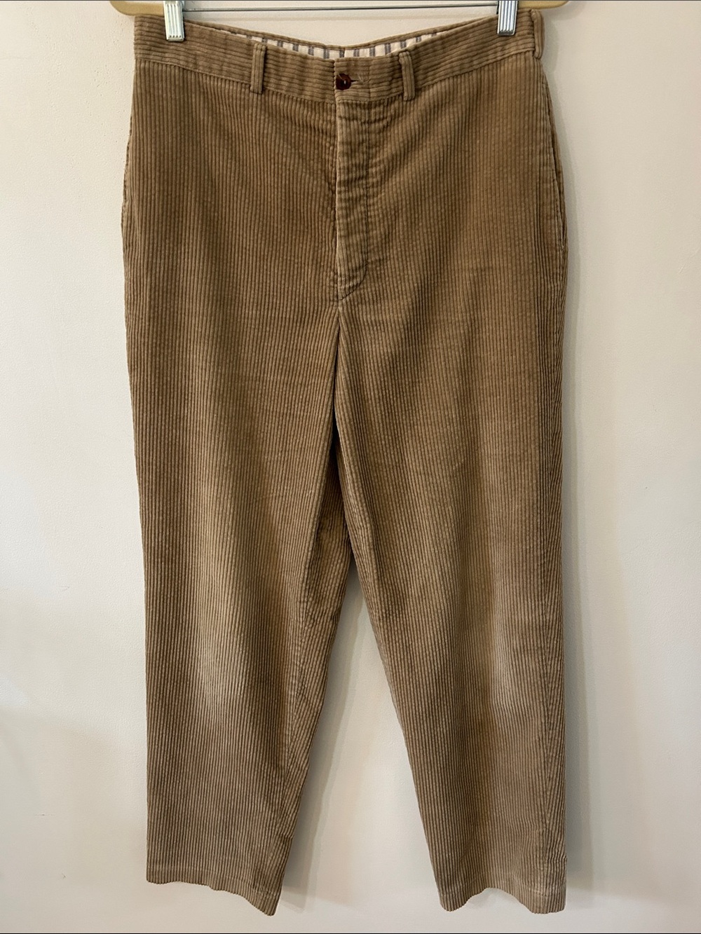 Vintage J. Crew Oarsman Men's Corduroy Pants Flat Front Preppy Tan Size 31